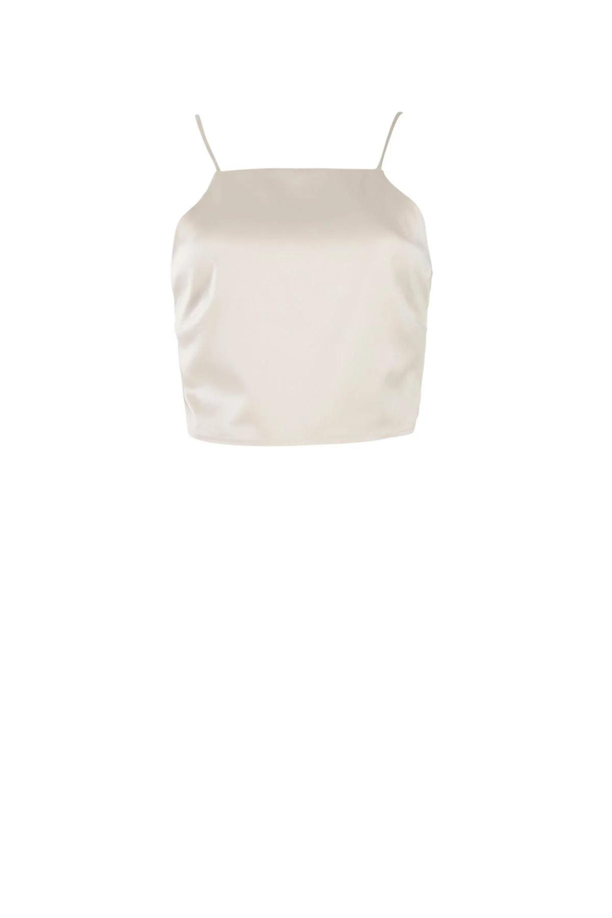 Stone-Satin Tie-Back Crop-Top