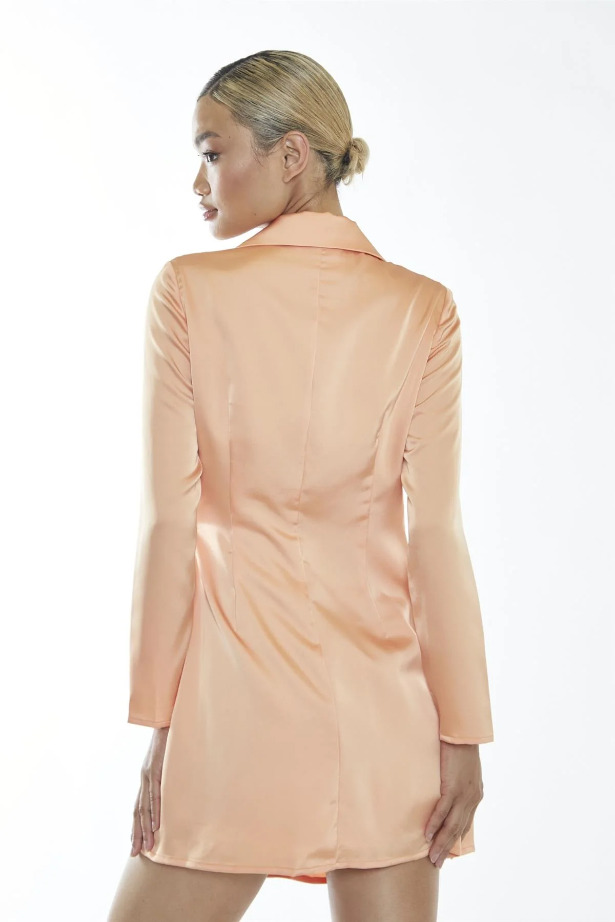 Peach Wrap Shirt Mini-Dress