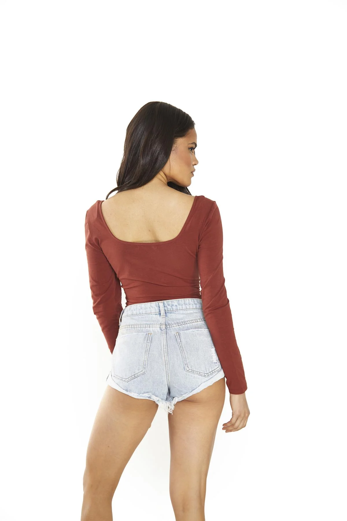 Umber Square-Neck Long-Sleeve-Bodysuit