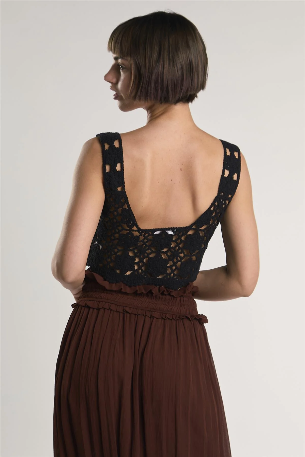 Black Crochet Crop-Top