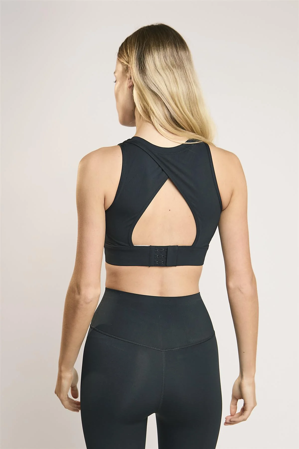 Signature Black Open-Back Crop-Top.