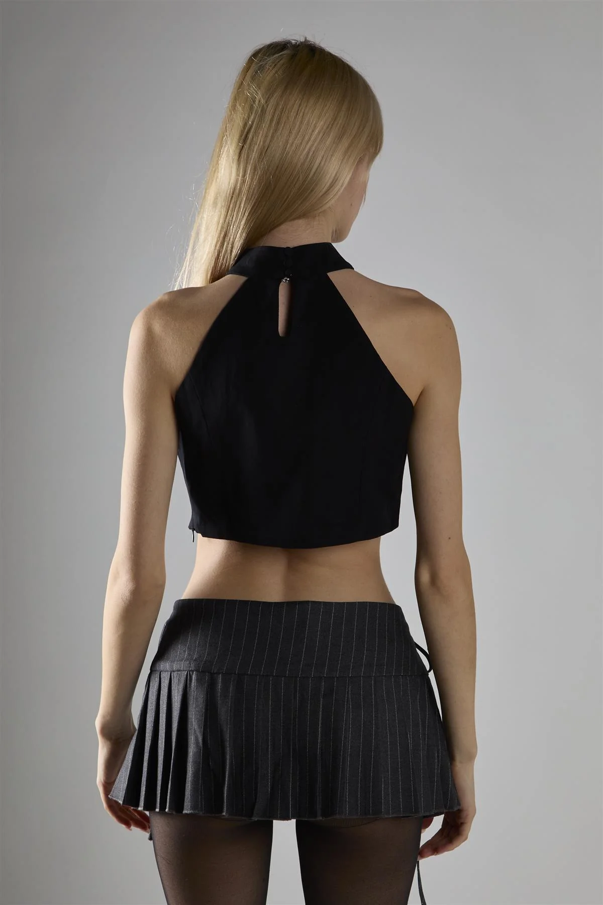 Black Halter-Neck Crop-Top