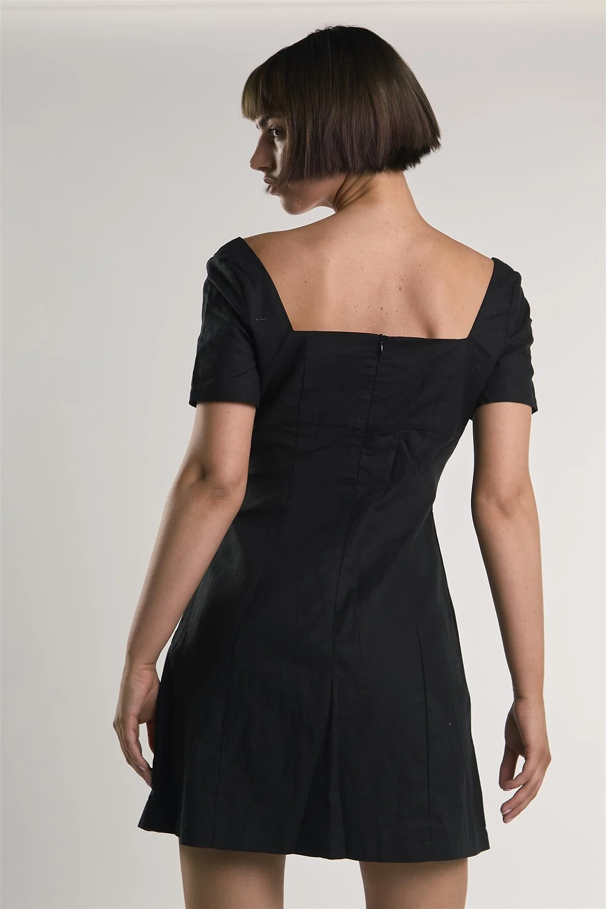 Black Square-Neck Mini-Dress
