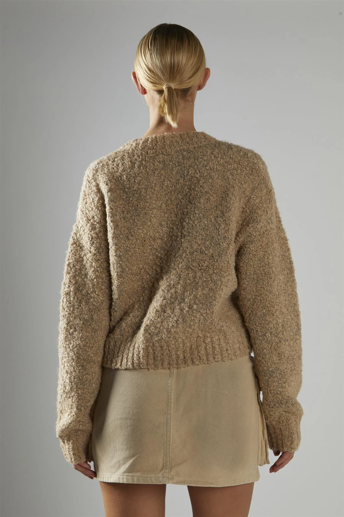 Ecru-Mud-Wash Denim-Combat Mini-Skirt