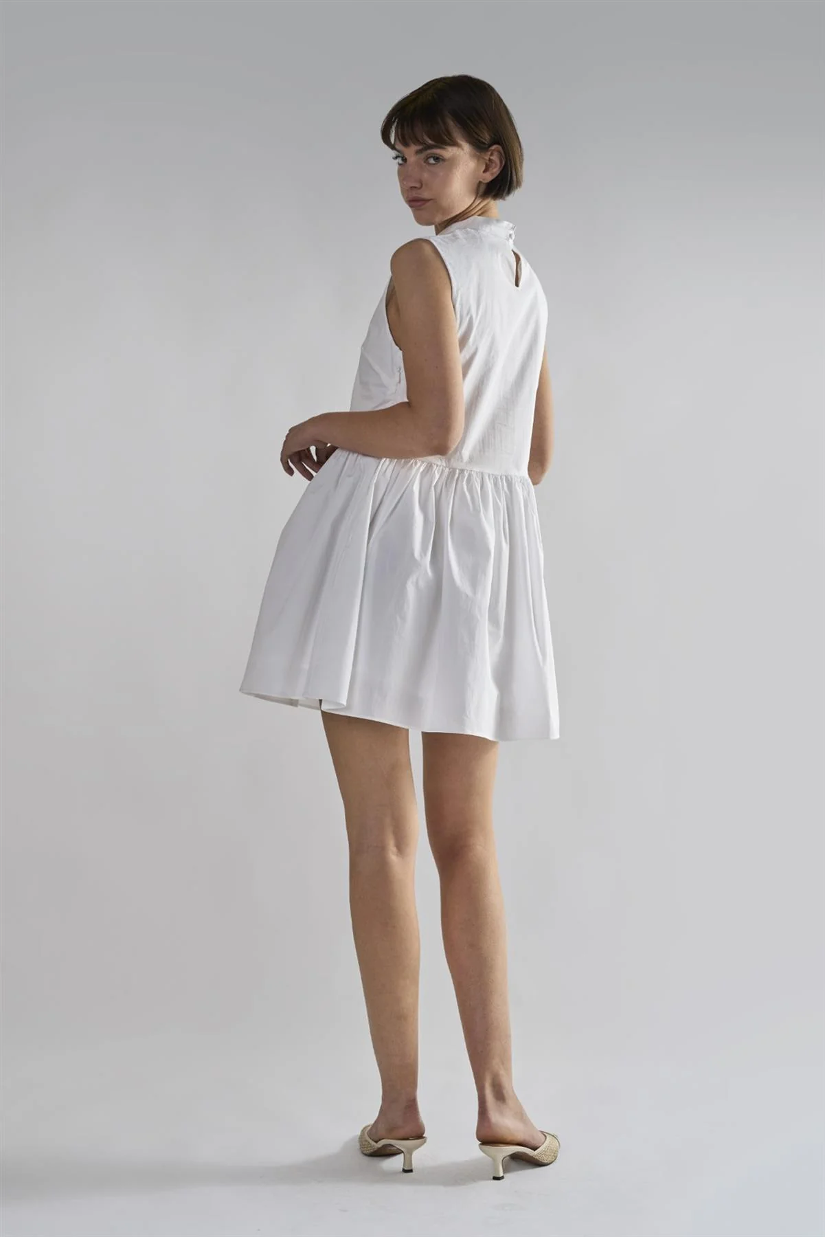 White High-Neck- Mini-Dresses