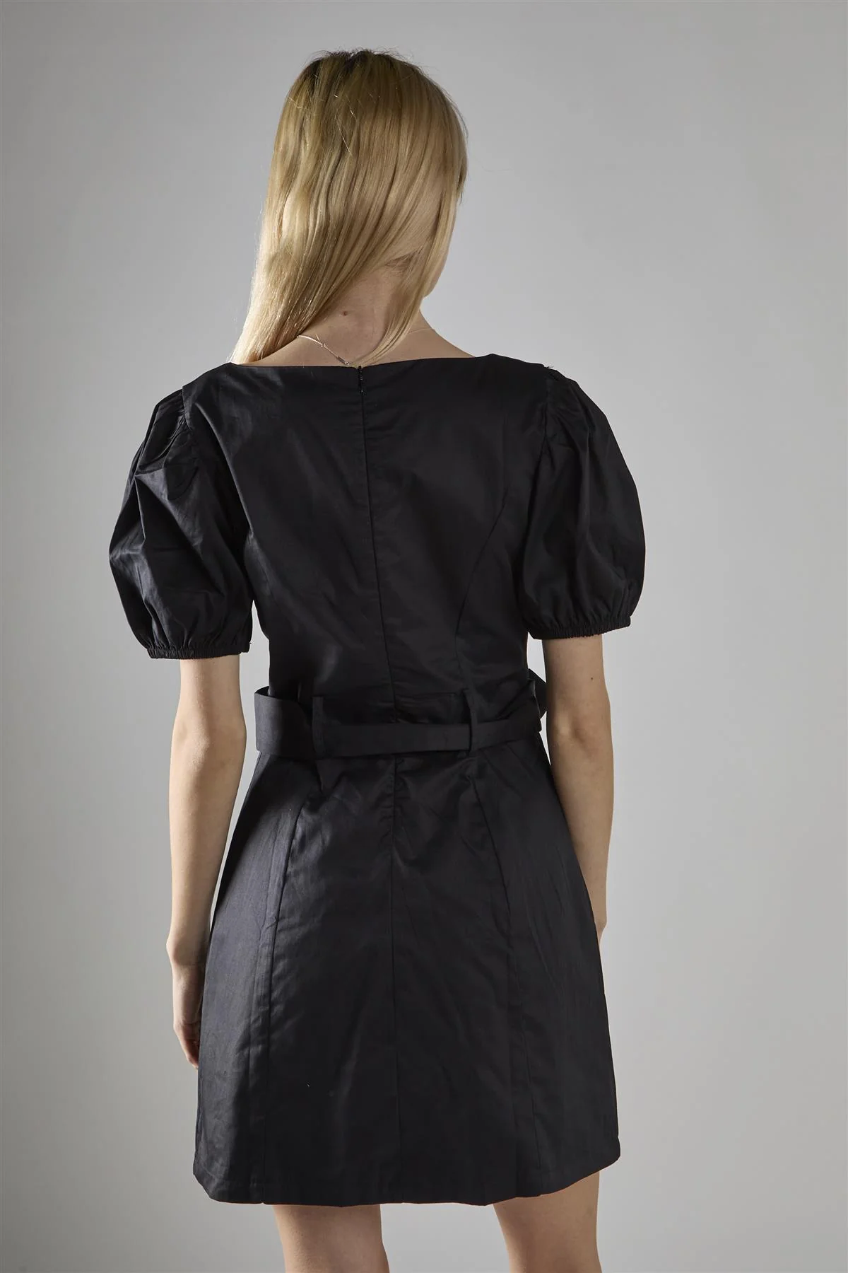 Black Belted Peplum Mini-Dress