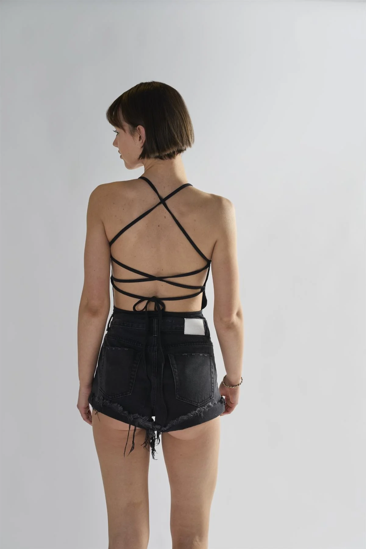 Black Ripped Denim Shorts