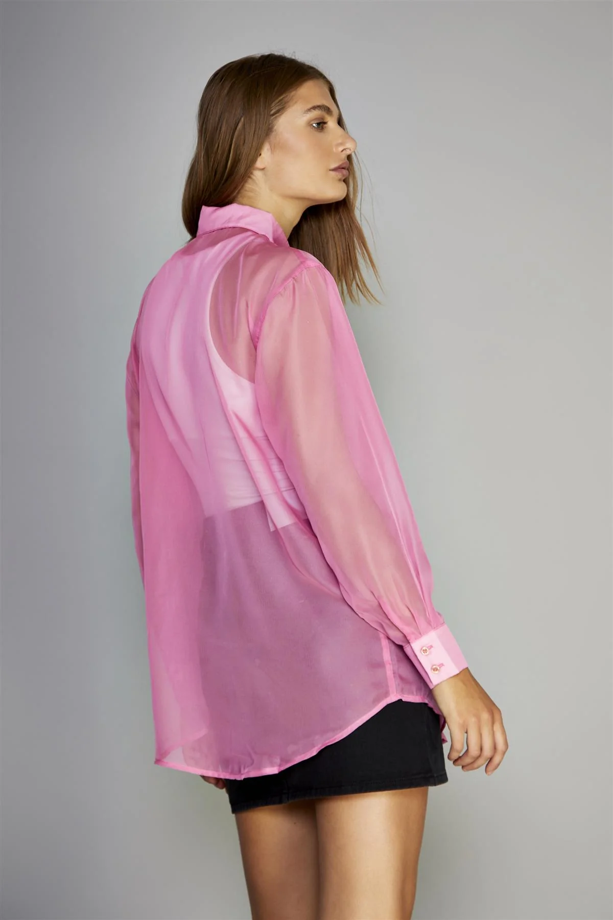 Hot-Pink Sheer Oversized-Shirt