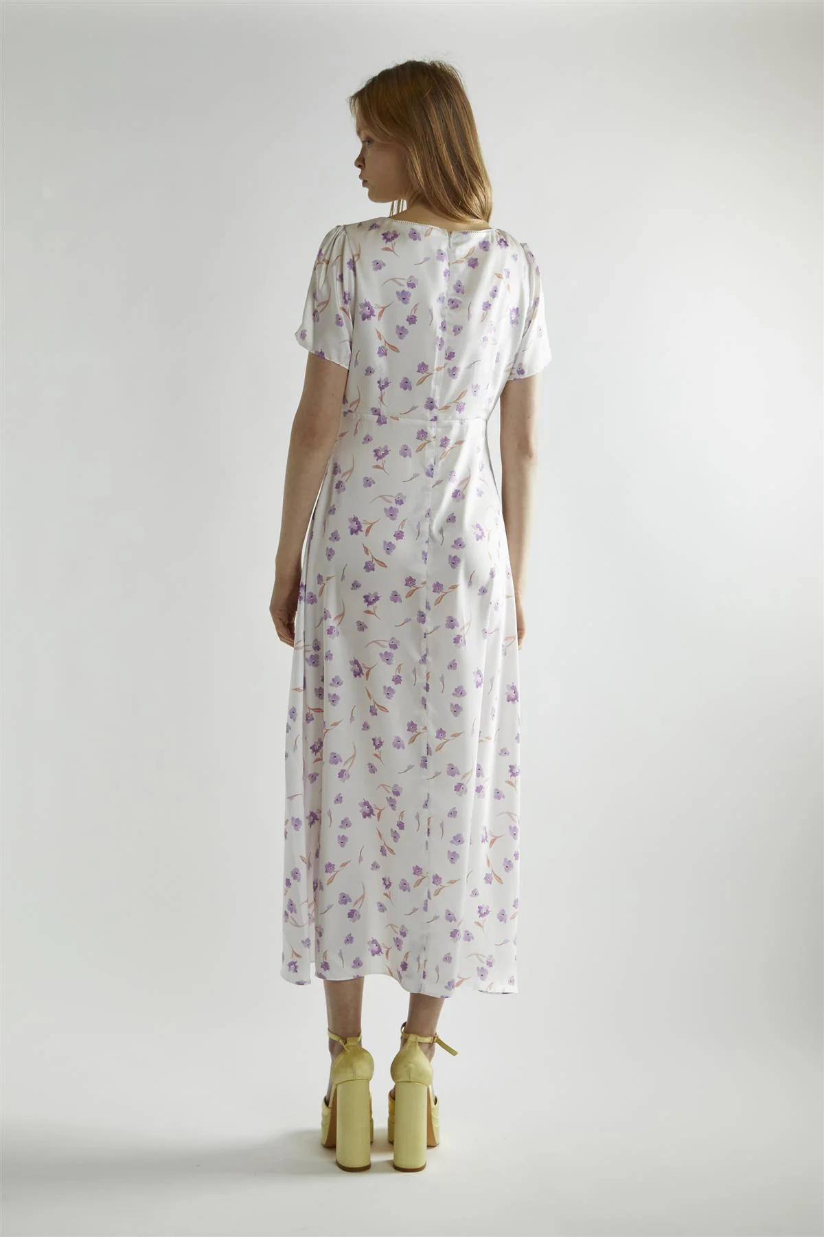 Lilac Watercolour-floral  V-Neck Maxi-Dress