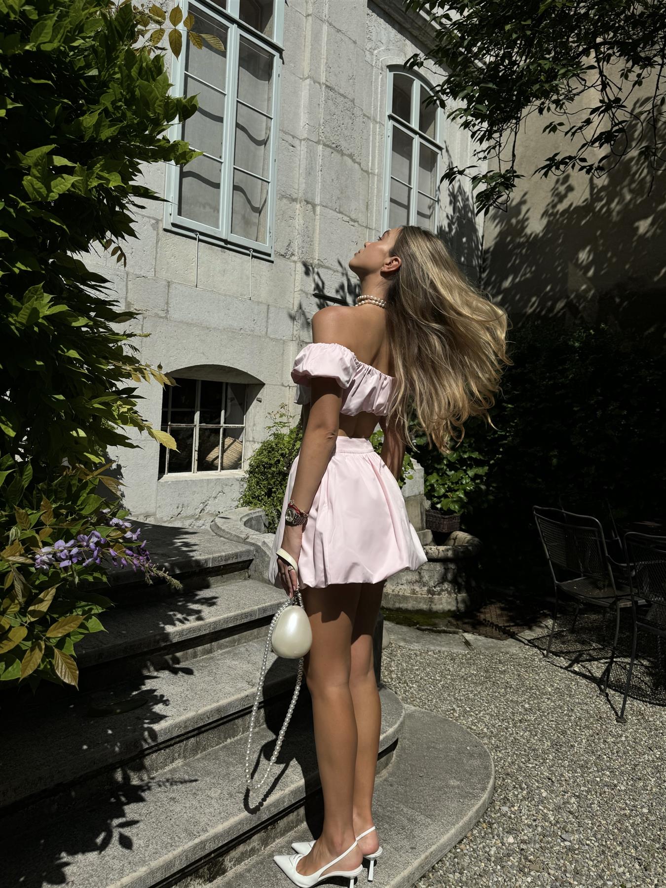 Light Pink Bardot Crop-Top