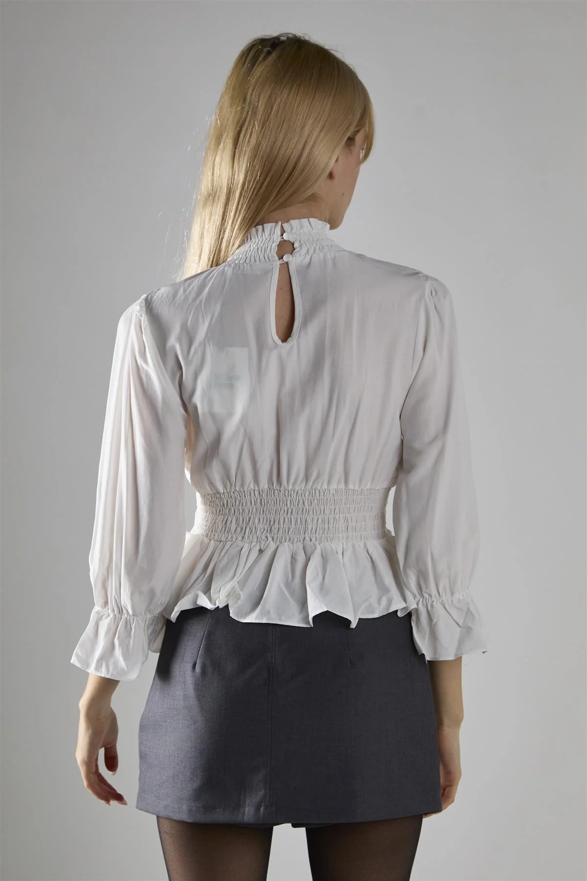 Off White High Neck Crop-Top