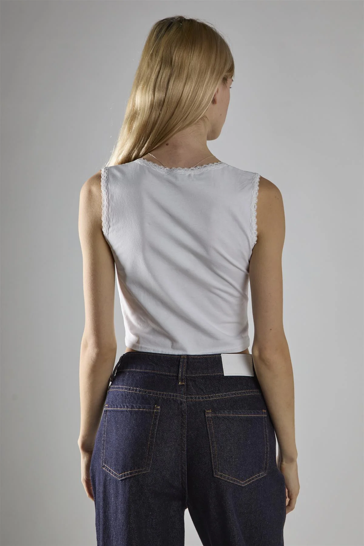 White V-Neck Crop-Top