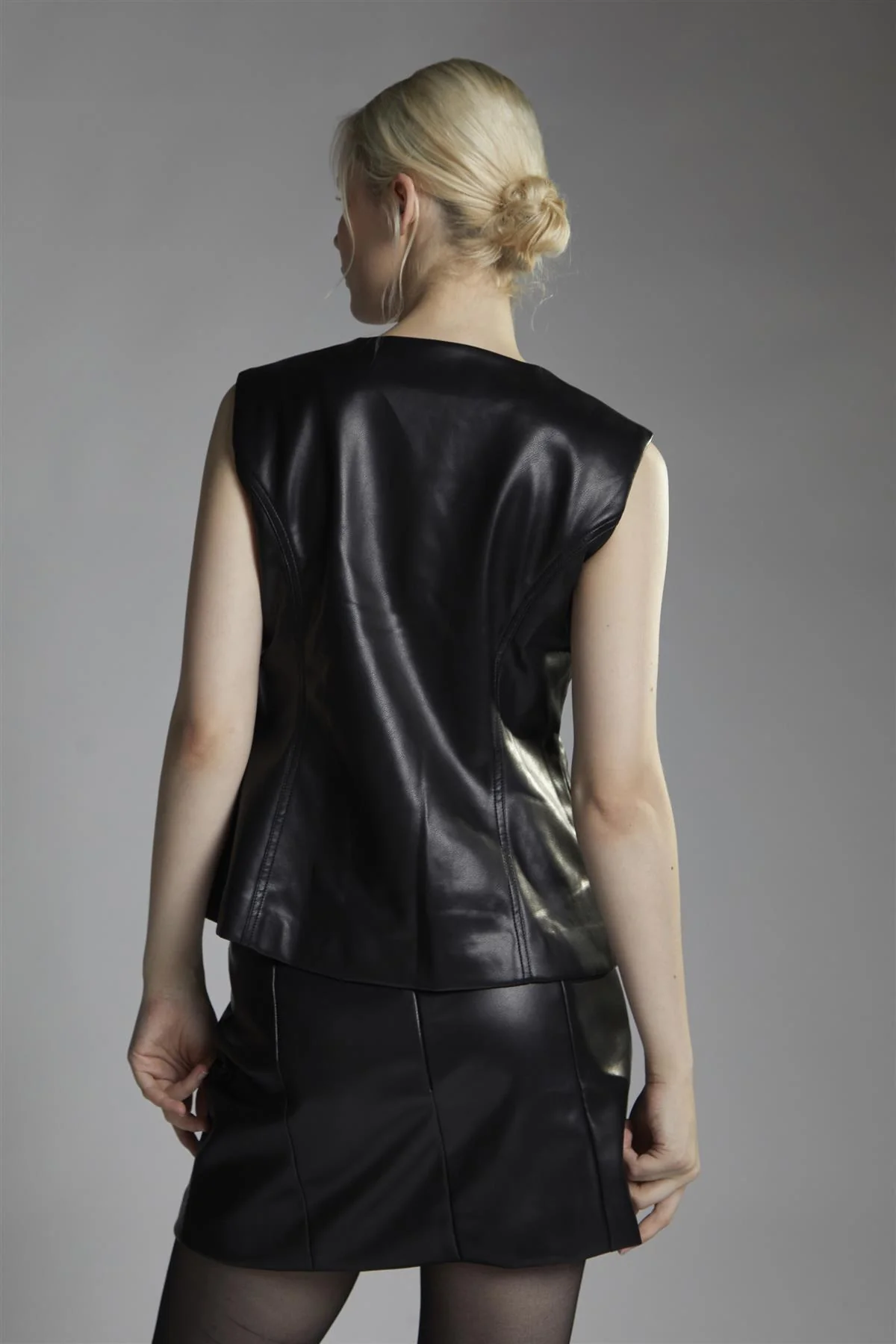 Black Faux-Leather Mini-Skirt