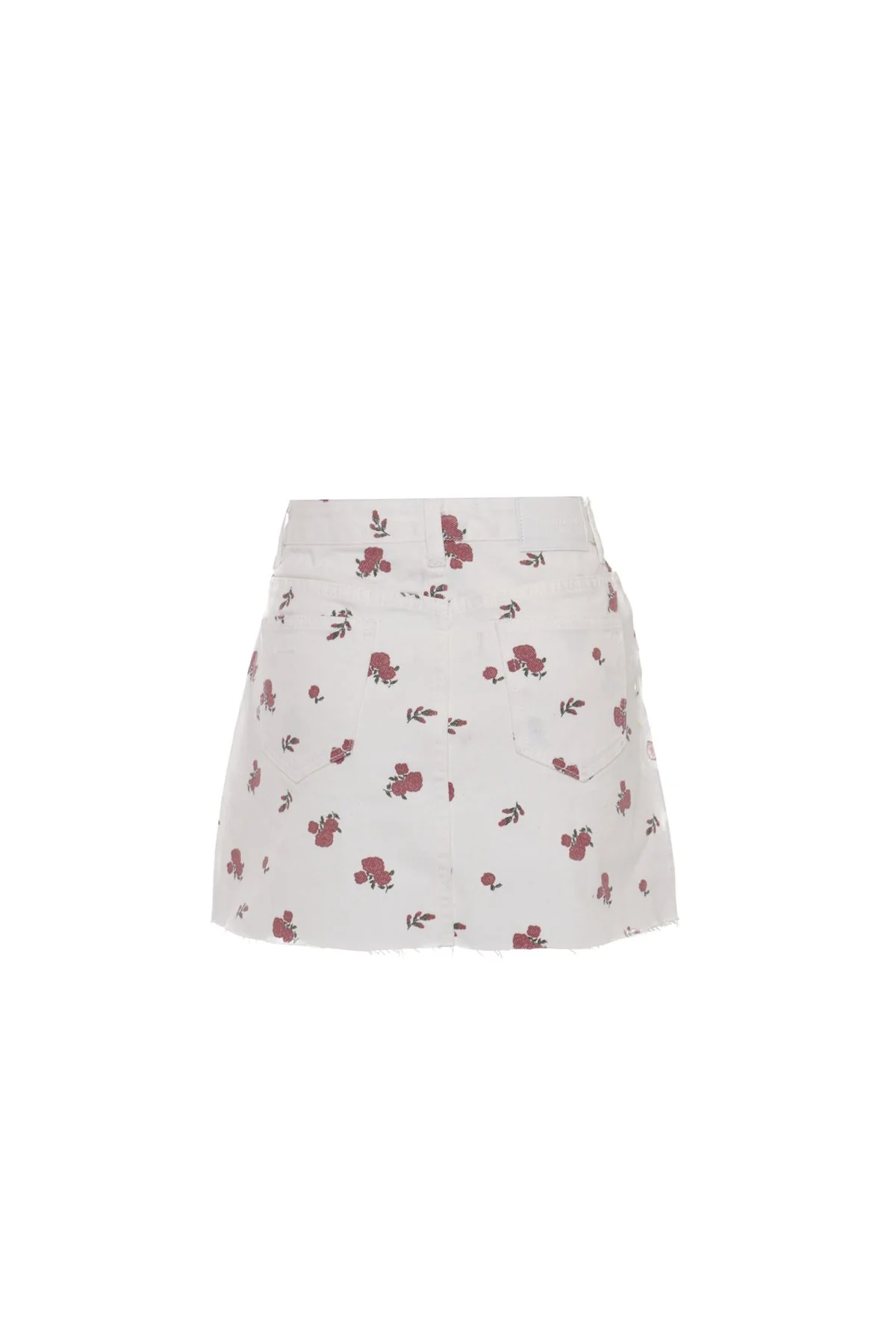 White-Ditsy-Denim Mini-Skirts
