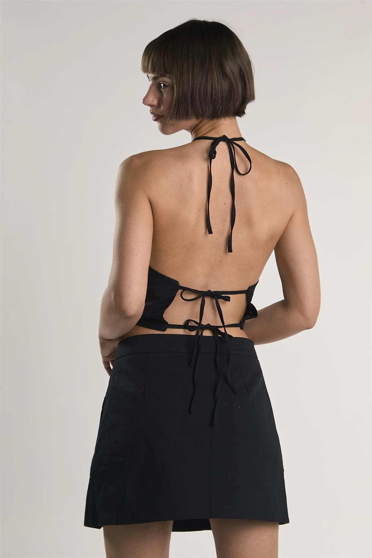 Black Button-Up Mini-Skirt