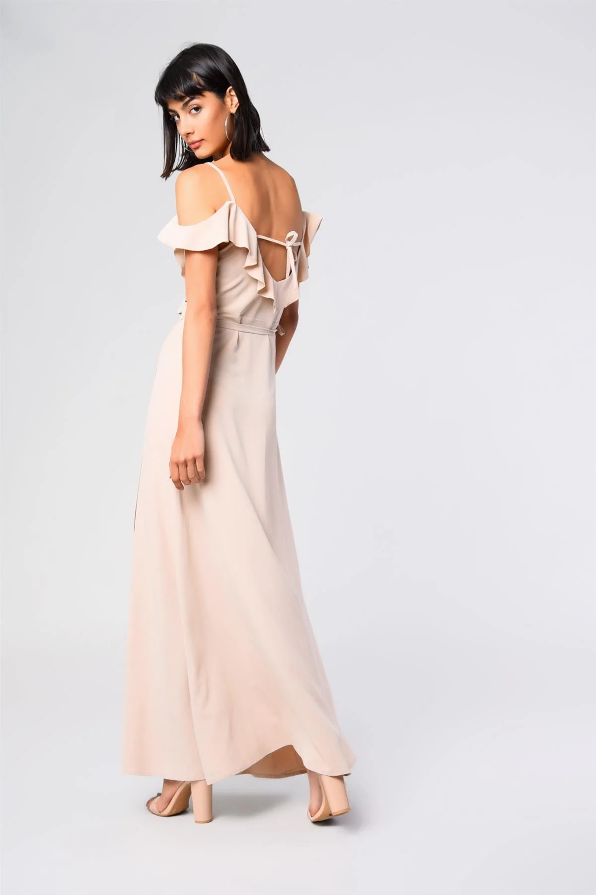 Stone Cold-Shoulder Wrap Maxi-Dress