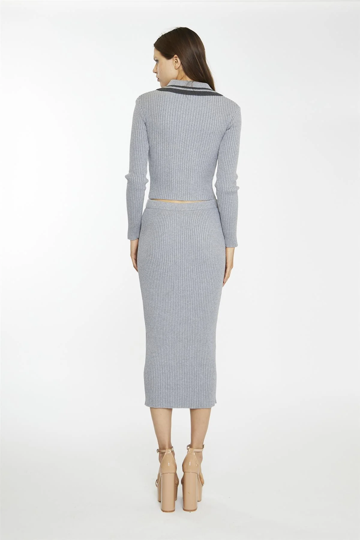 Grey-Marl Charcoal Knitted Shirt