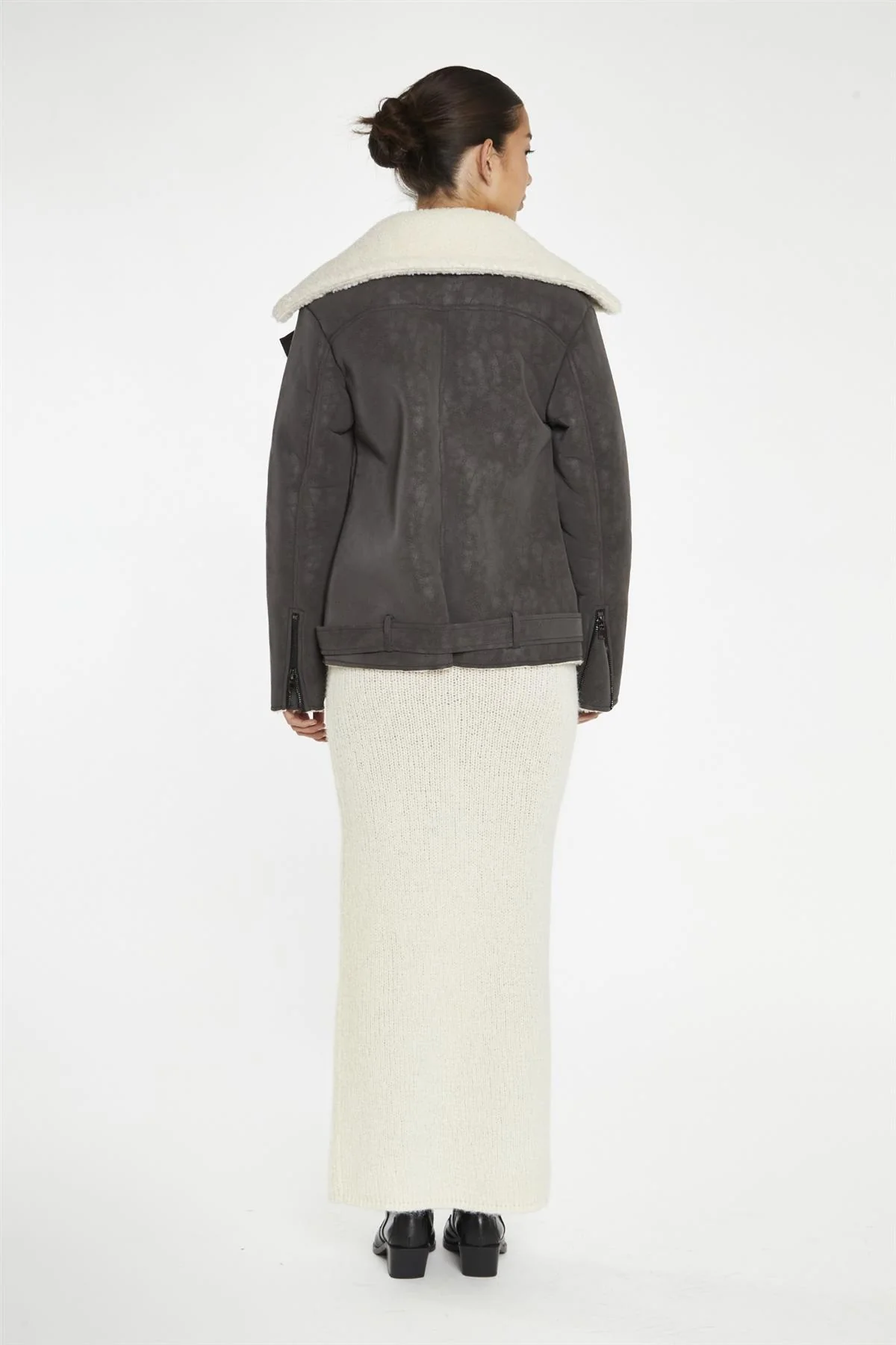 Brown-Cream Aviator Oversized-Jacket