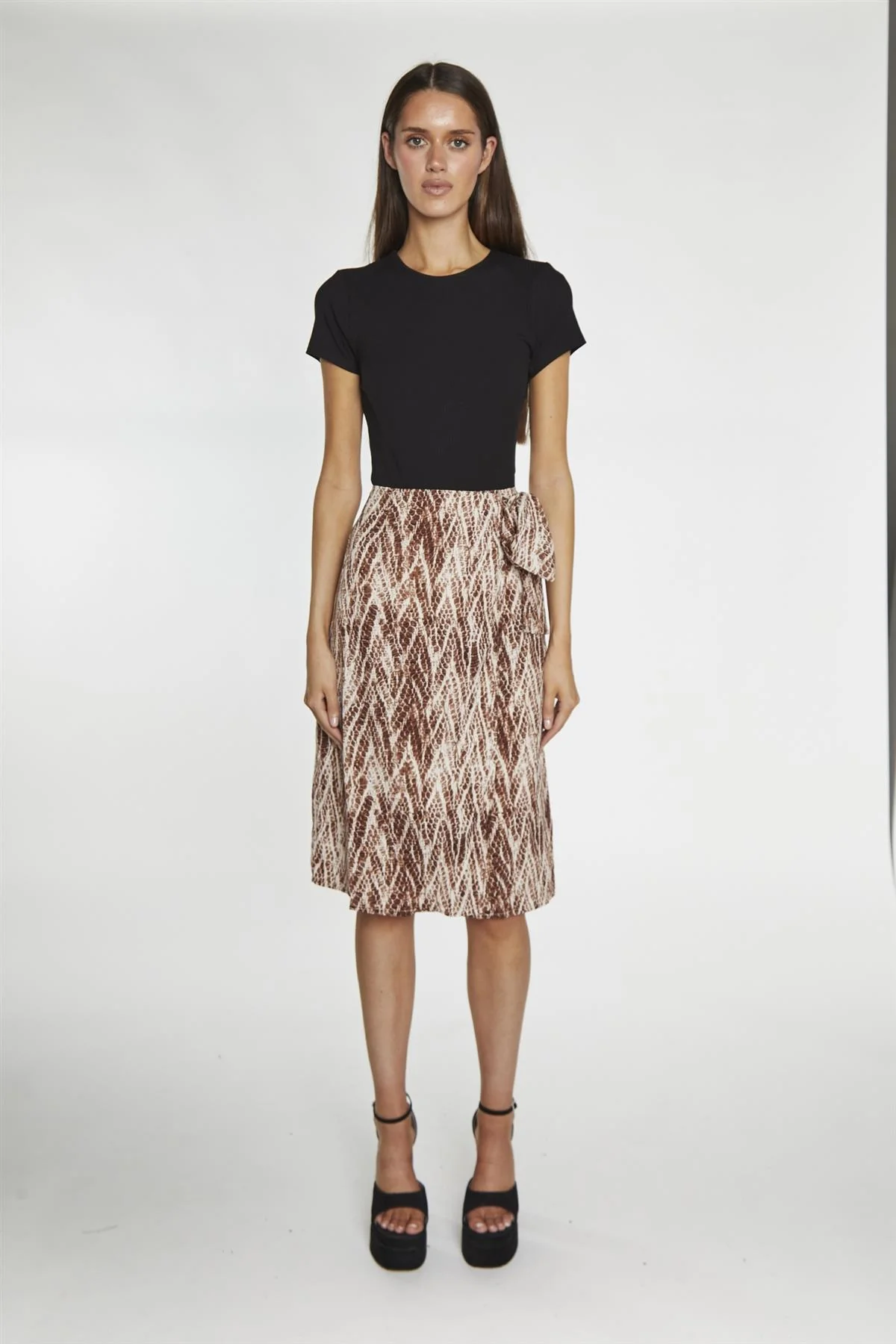 Brown Snake Wrap Skirt