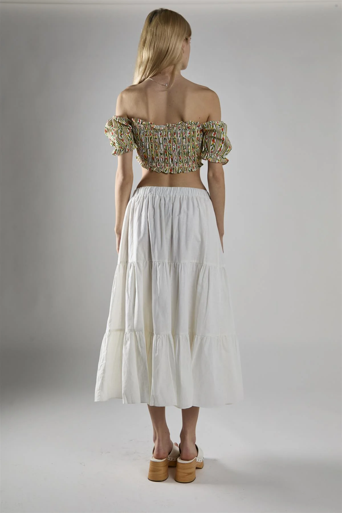 White Chiffon Tiered Midaxi-Skirt