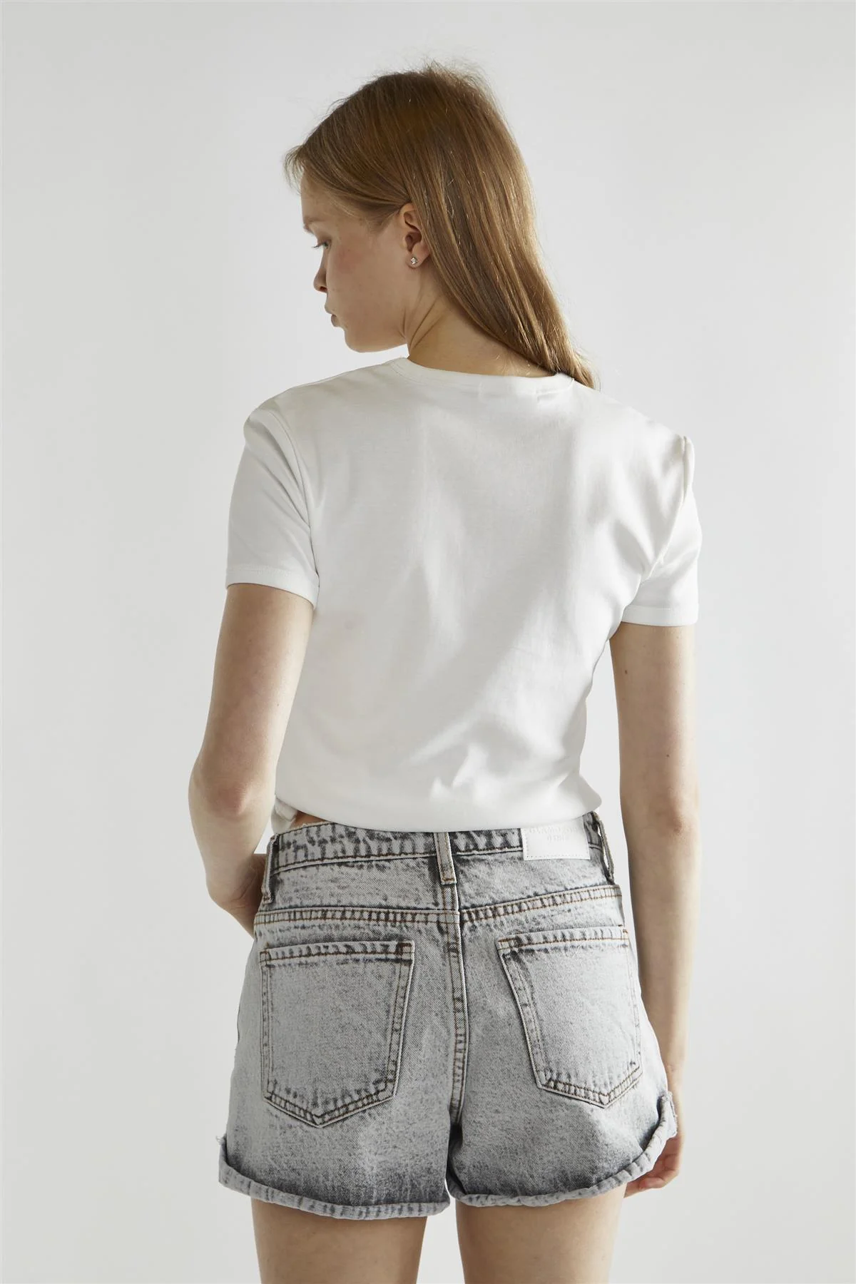 Bleach-Acid Black Denim Shorts