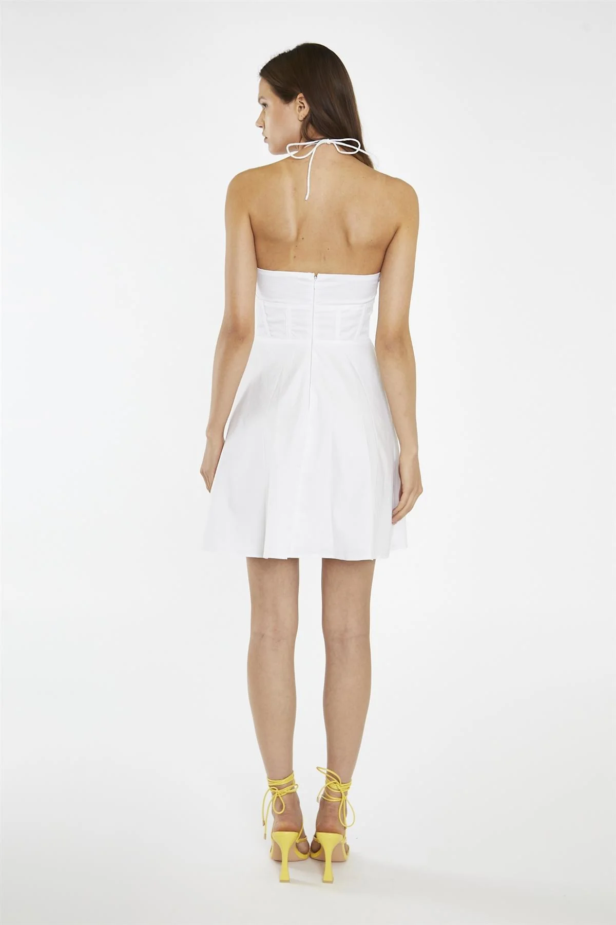 White Halterneck Corset Mini-Dress