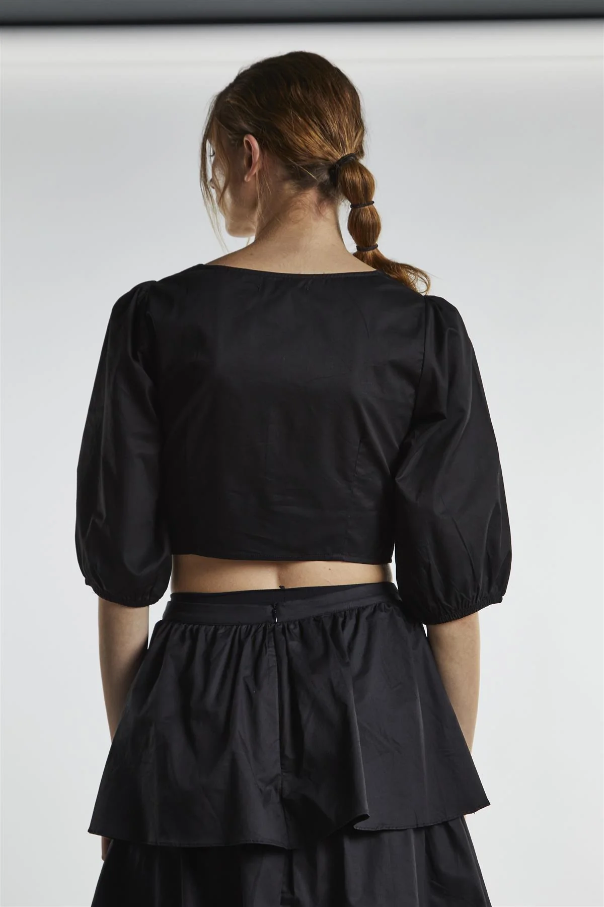 Black Twist-Front Crop-Top