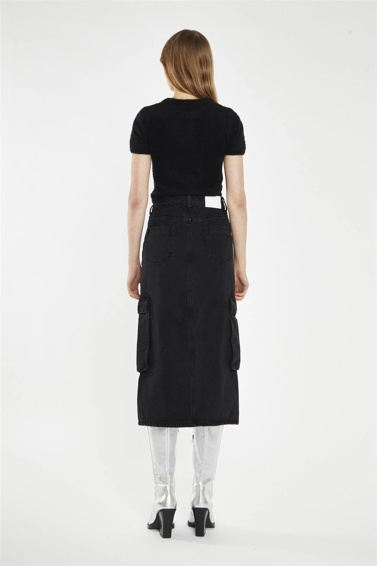 Cargo Midi Skirt - Washed Black