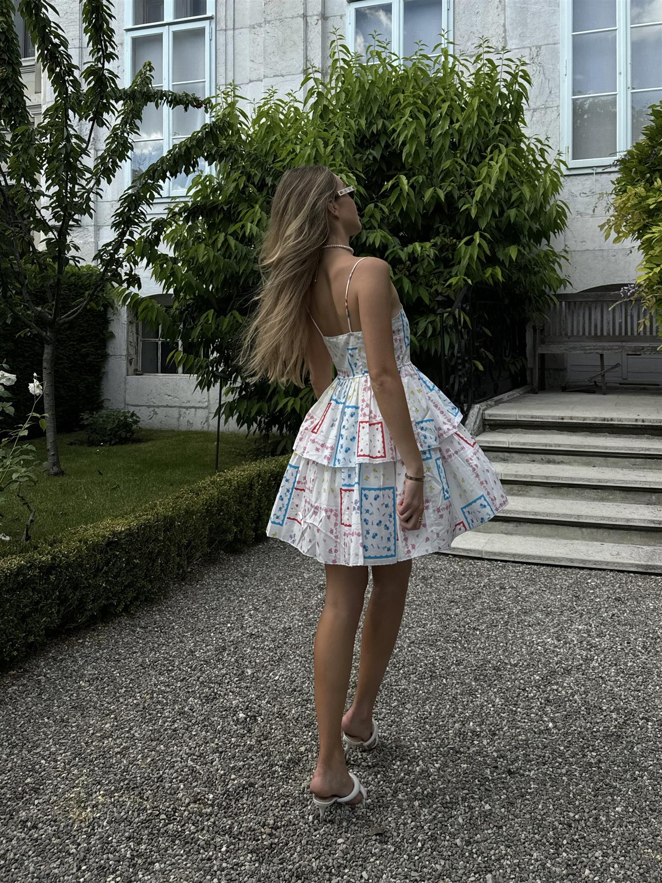 Patchwork-Picnic Floral Skater Mini-Dress