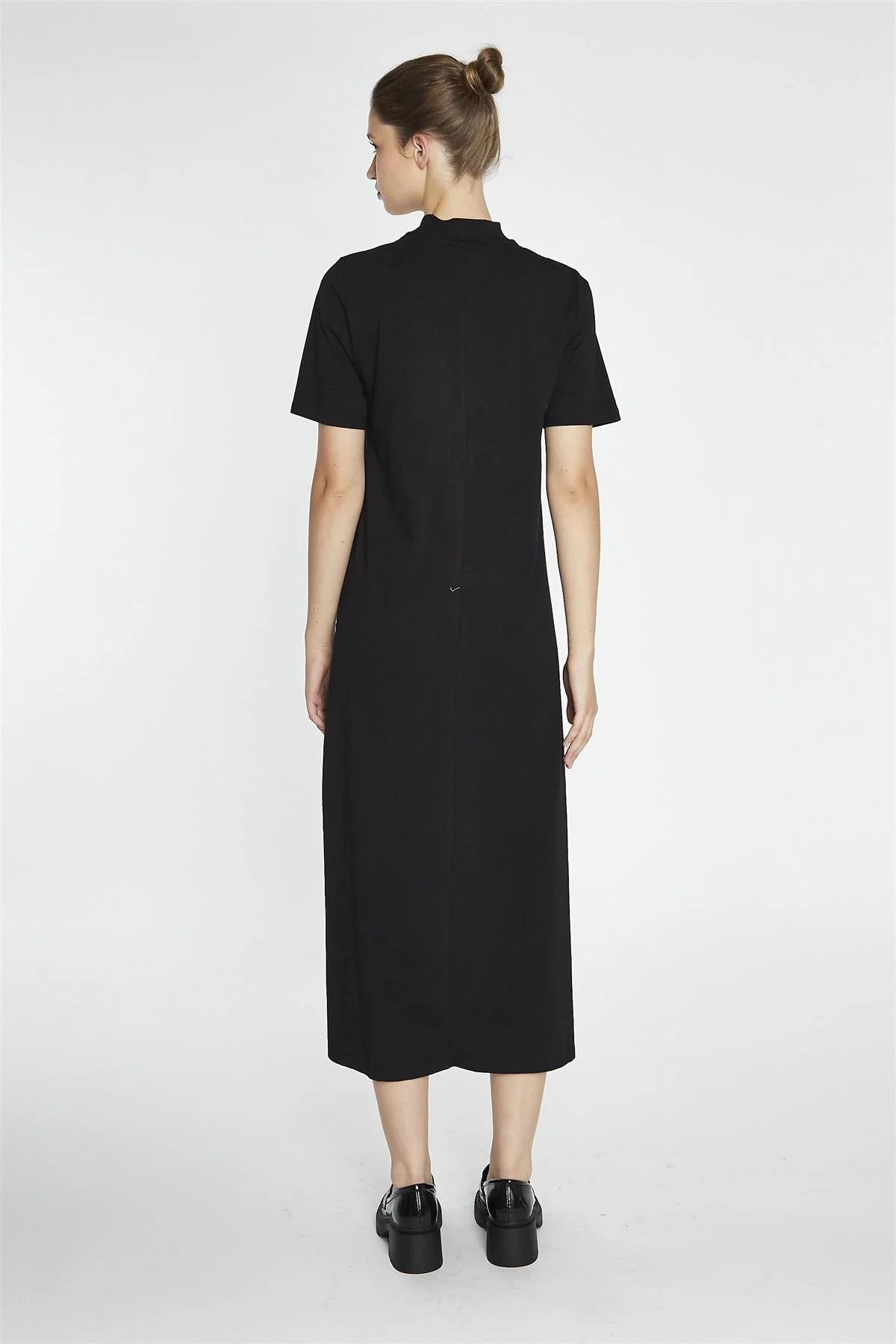 Black High-Neck T-Shirt Midi-Dress