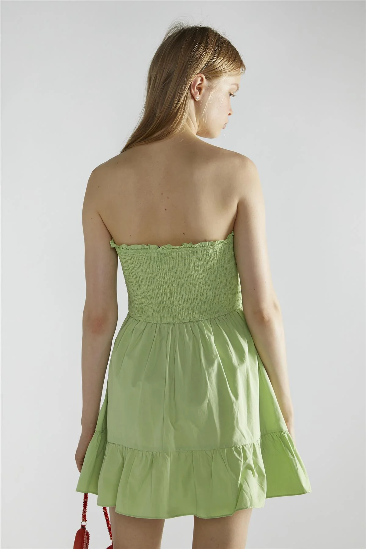 Apple-Green Sleeveless-Skater Mini-Dress