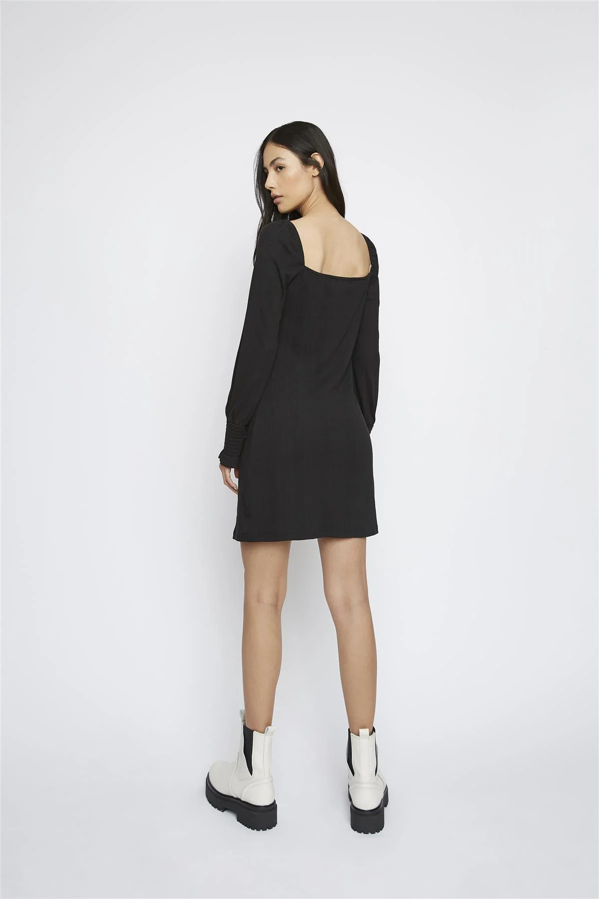 Black Square-Neck Mini-Dress