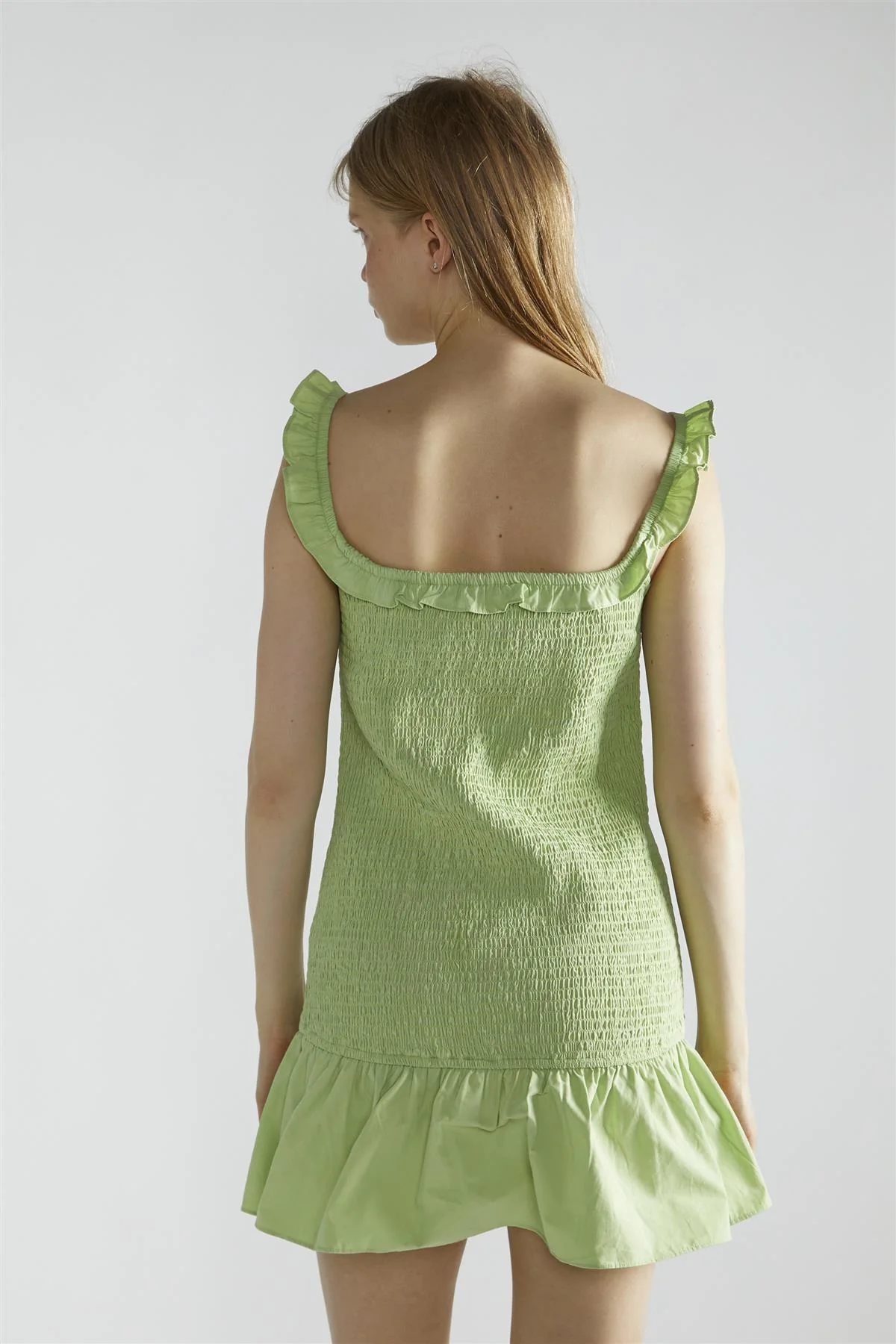 Apple-Green Square-Neck-Bodycon Mini-Dress