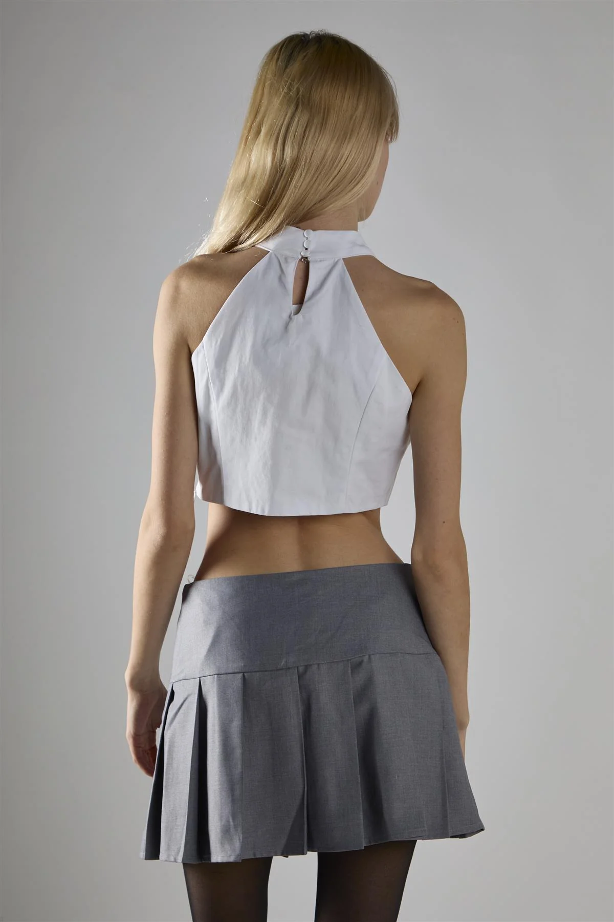 White Halter-Neck Crop-Top