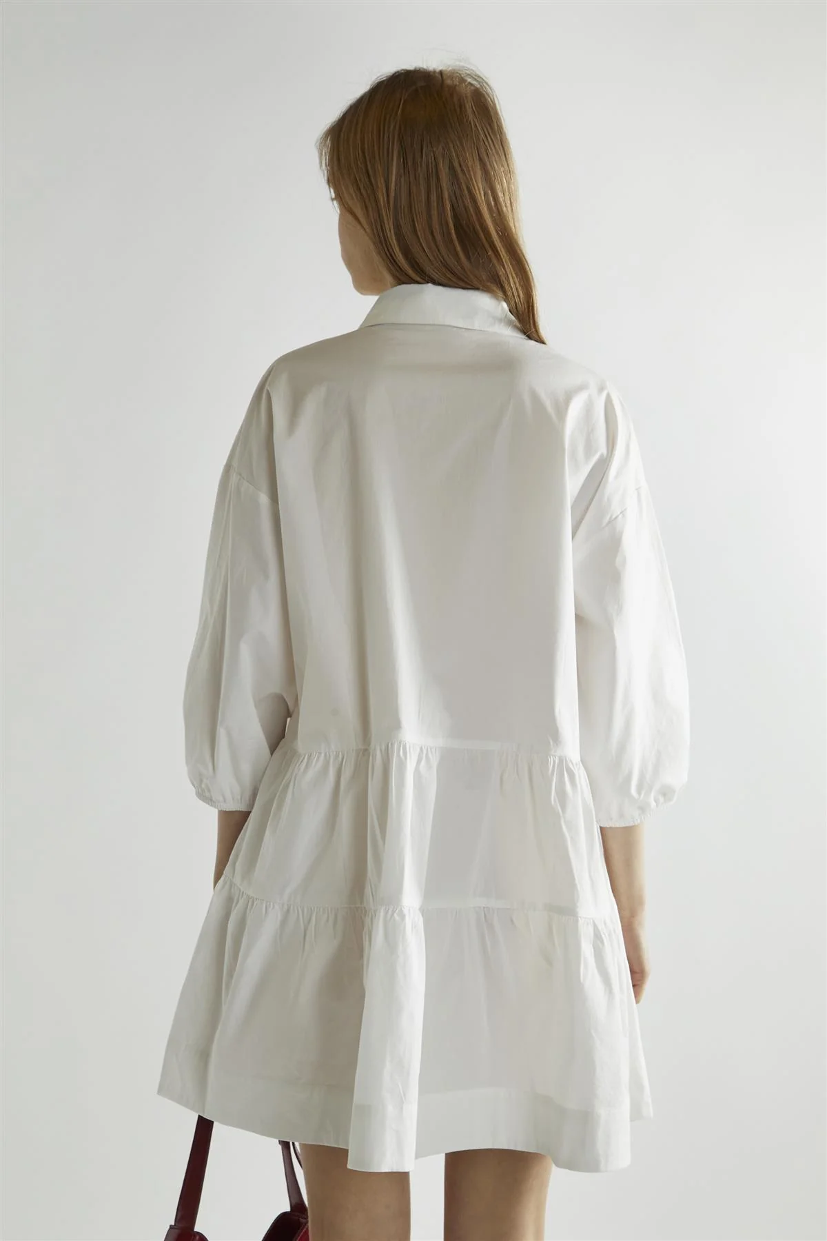 Off-White Collared Skater Mini-Dress