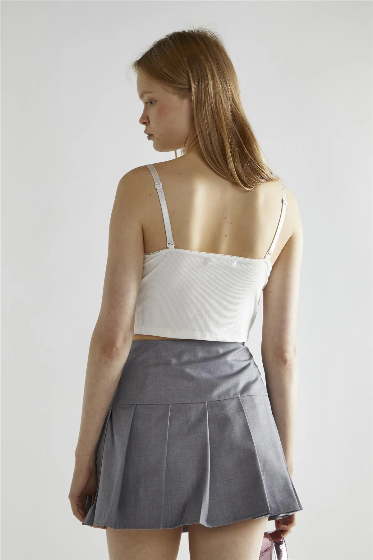 Grey Pleated Mini-Skirt