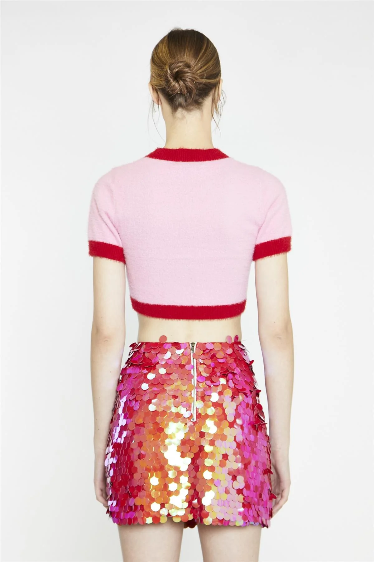 Red Large-Sequin Mini-Skirt