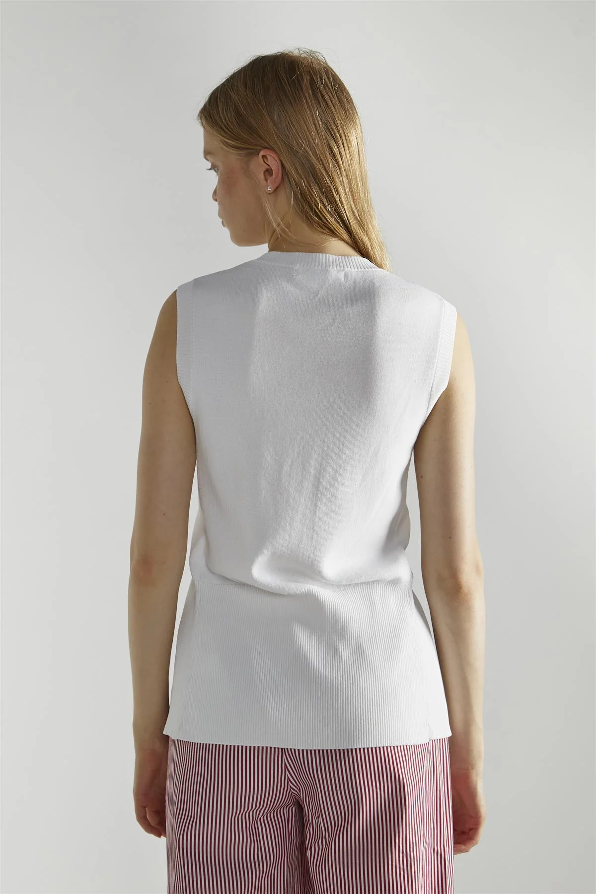 White Button Front Vest-Top