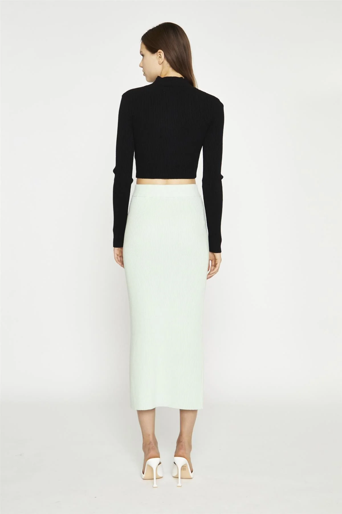 Black Long-Sleeve High-Neck Top