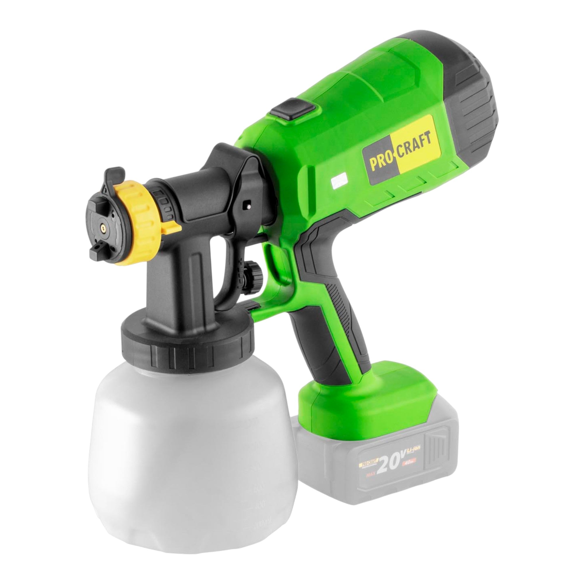 Procraft PSE40bb Akku Farbspritzpistole 20 V + 1x Akku 4,0 Ah – ohne Ladegerät