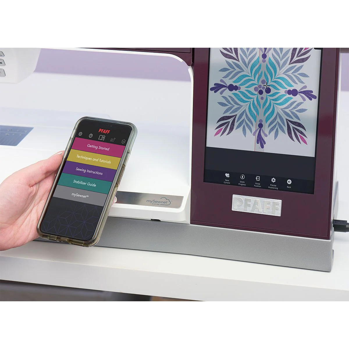 Pfaff Creative Icon 2 Sewing & Embroidery Machine in Mulberry at Sew Centre